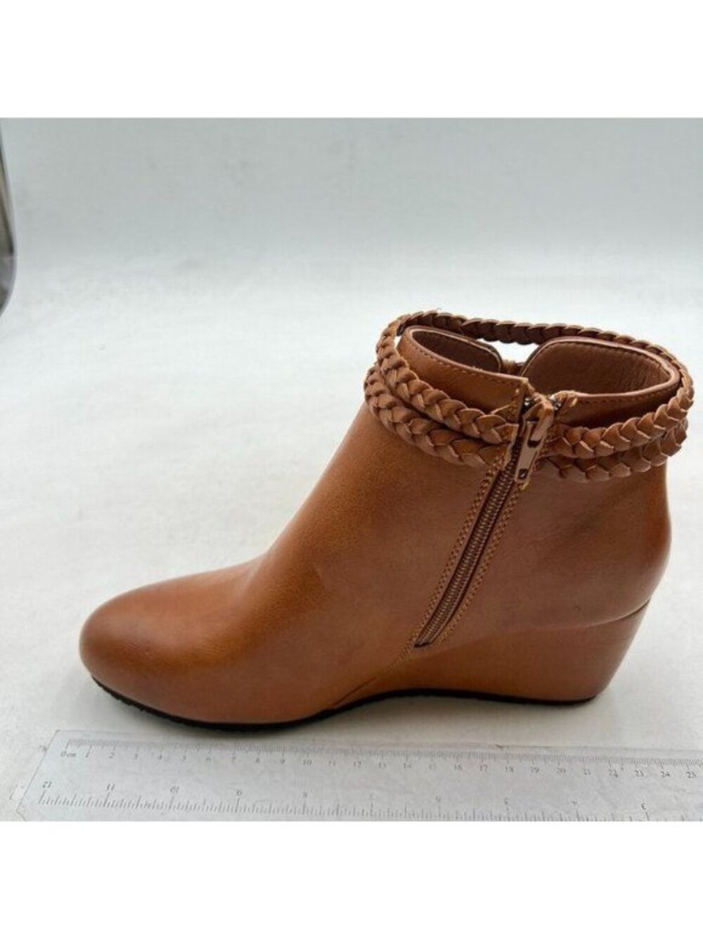 Womens Wedge Ankle Boots Braided Fringe Strap Western Heeled Fall Booties Brown